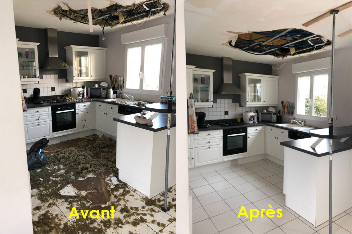 Intervention dégât des eaux - Acor-Clean - Avant-Apres
